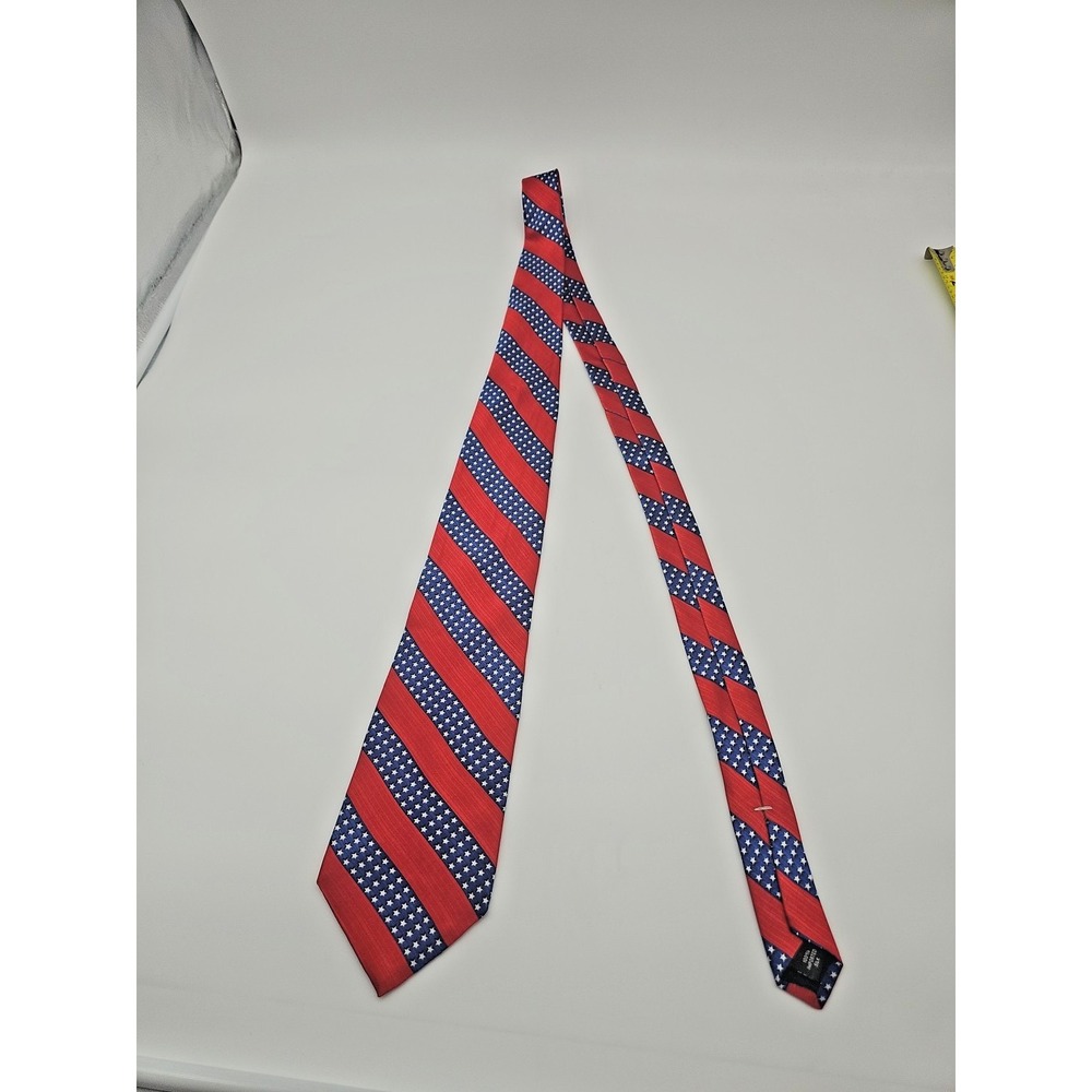 American US Flag Neck Tie Imported Silk American Traditions Made‎ in USA
